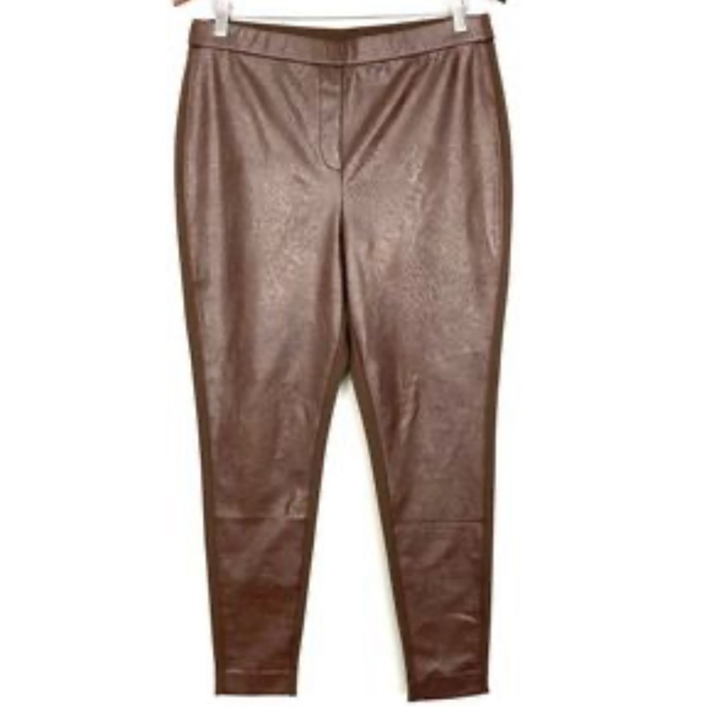 50%offw❤️Chico’s Faux-Leather Front Ponte Leggings 2.5 14 PullOn Ankle Length 59